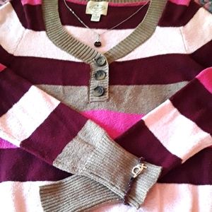 👚St. John's Bay Sweater in pink/mauve+tan